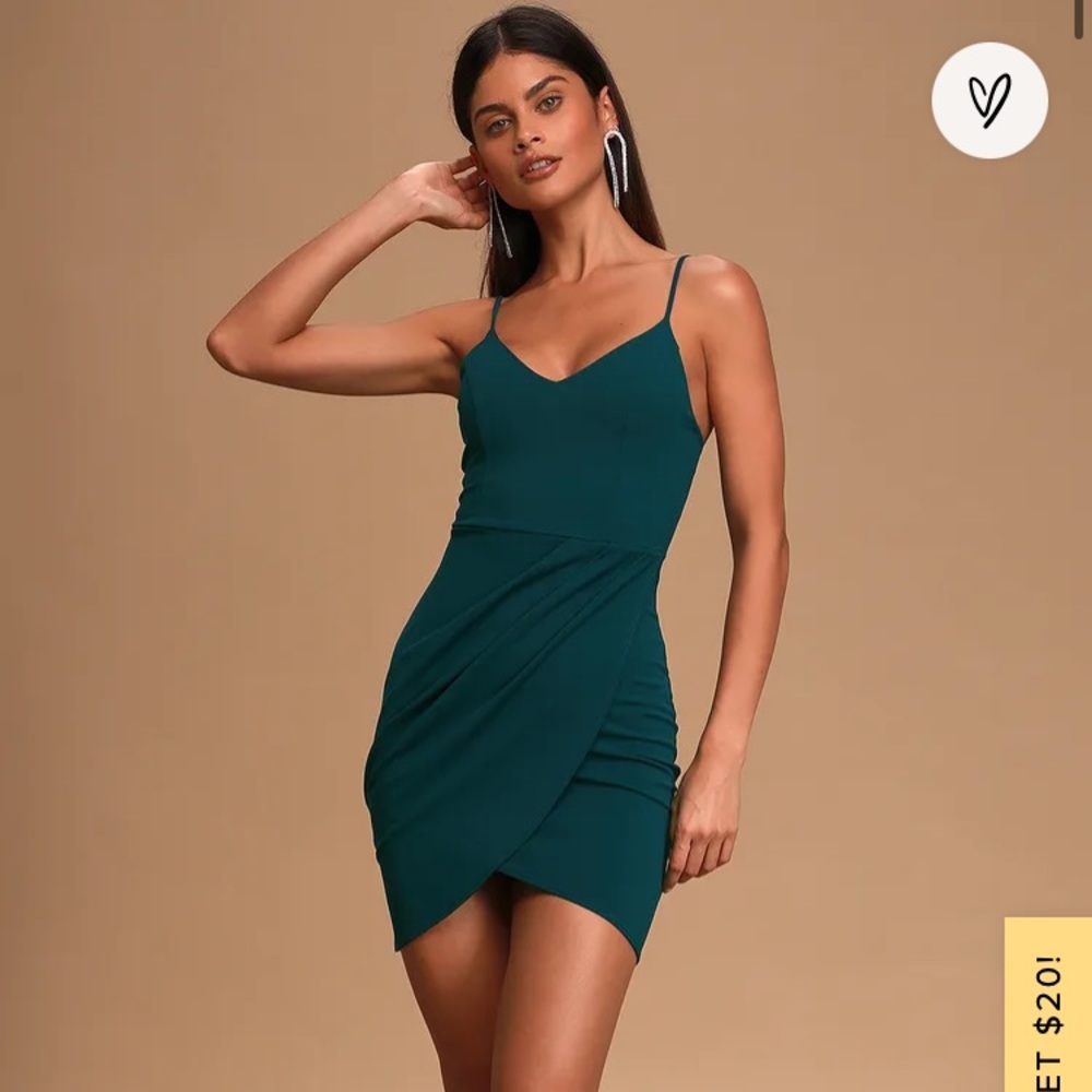 Lulu’s Forever Your Girl Teal Blue Bodycon Dress (Small)